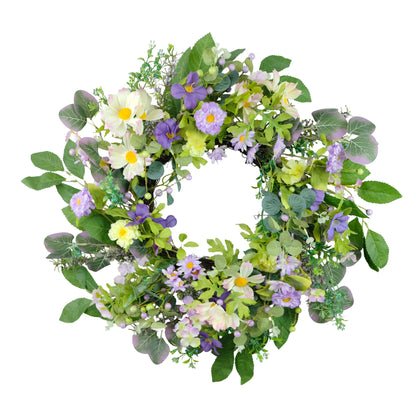 24" Artificial Daisy Floral Spring Wreath