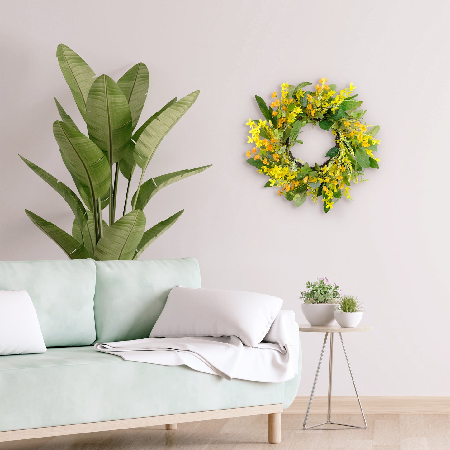 24" Artificial Winter Jasmine Floral Spring Wreath