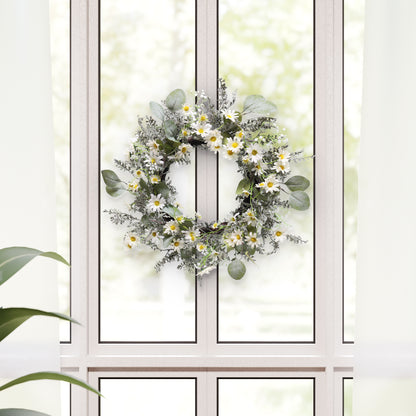 24" Artificial Daisy Floral Spring Wreath