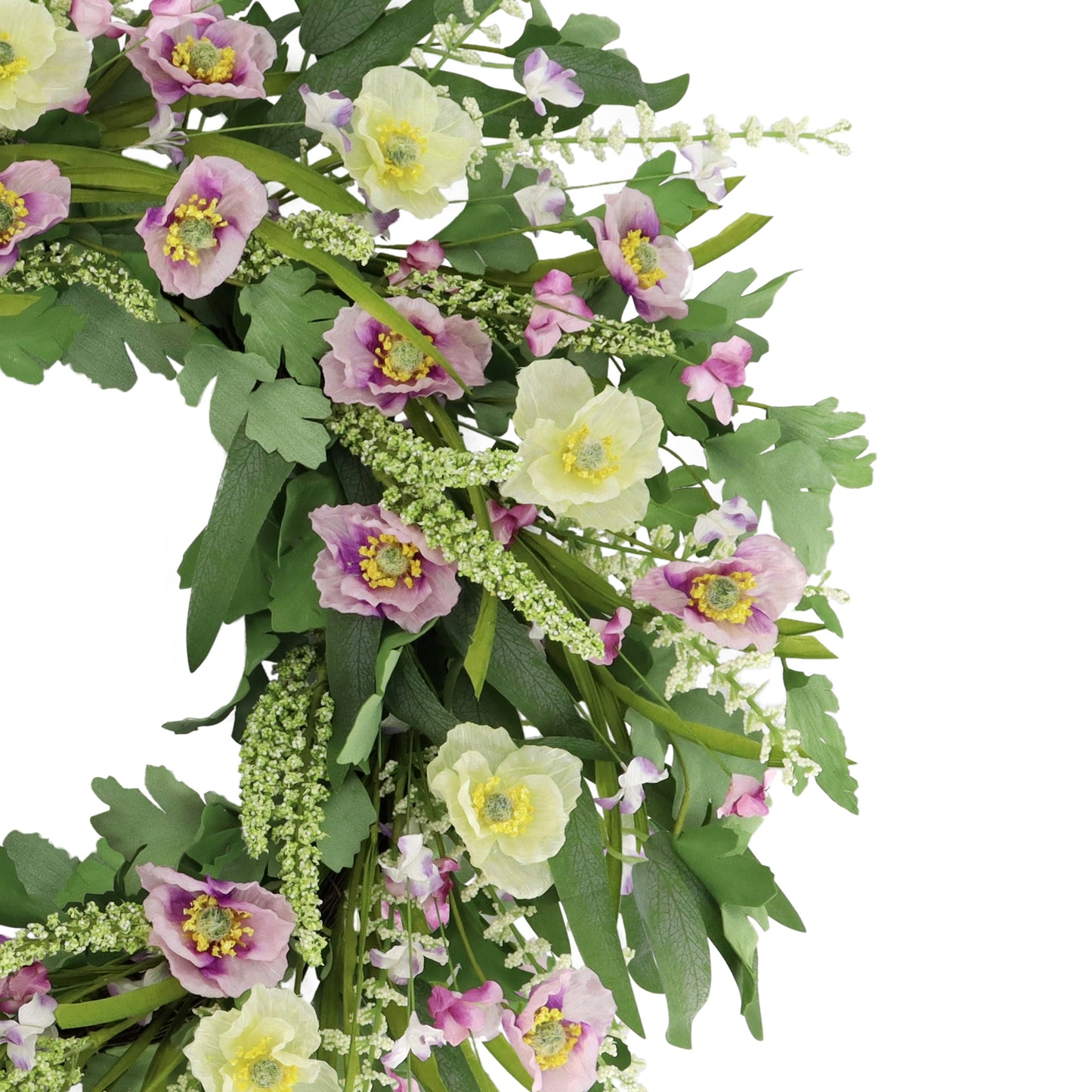 24" Artificial Poppy Spring Wreath