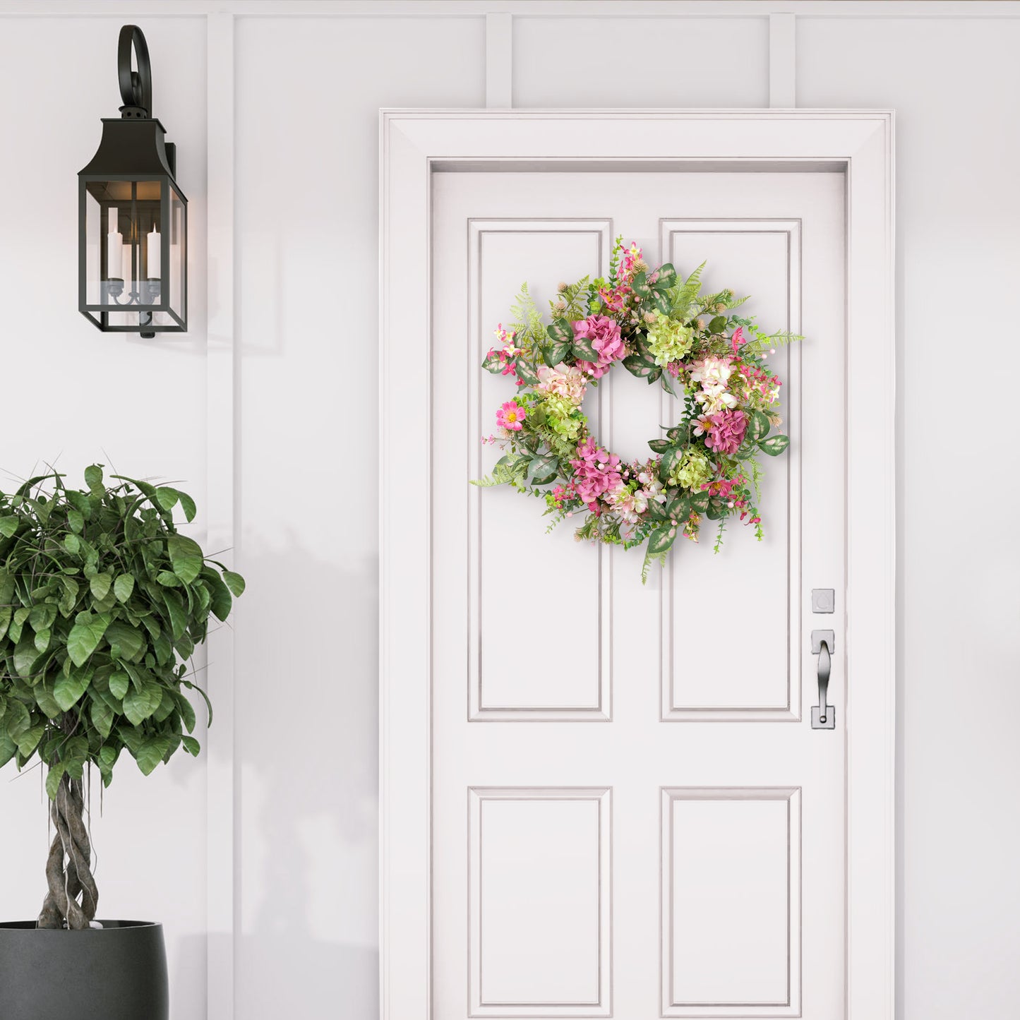 26" Artificial Hydrangea & Dogwood Floral Spring Wreath