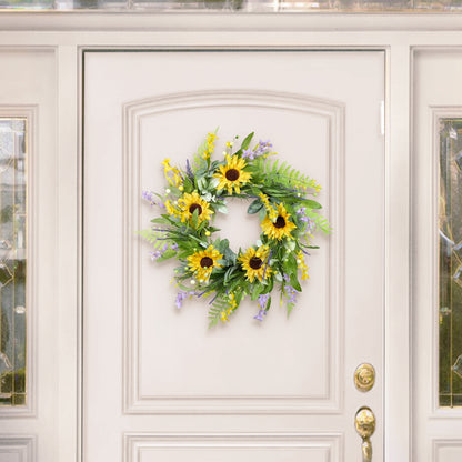 26" Artificial Sunflower Lavender Winter Jasmine Floral Spring Wreath