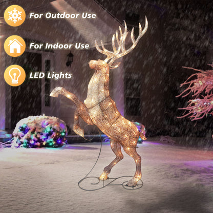 48 in Lighted Elk 90 UL Listed Warm White LED Lights w/ Random Twinkling