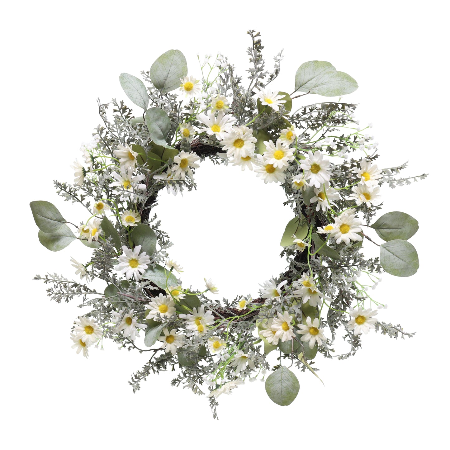 24" Artificial Daisy Floral Spring Wreath