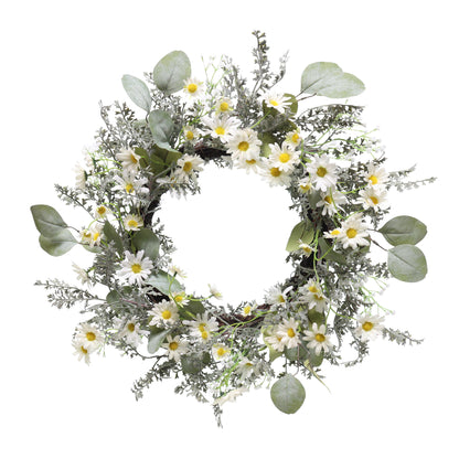 24" Artificial Daisy Floral Spring Wreath
