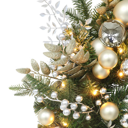 26" Battery-Operated Pre-Lit Decorated Artificial Wreath