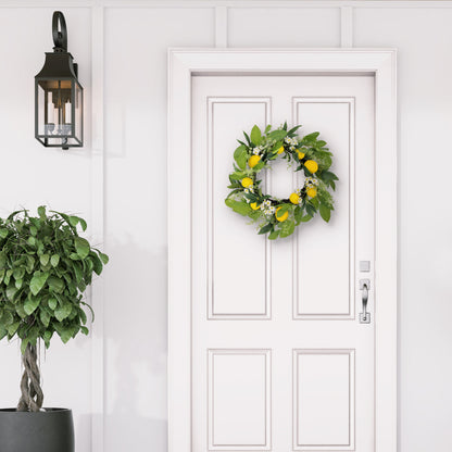 Puleo International 24" Artificial Daisy Floral Spring Door Wreath with Lemons