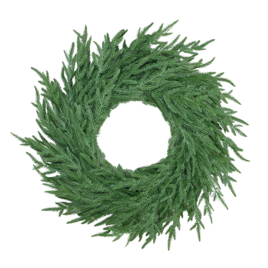 24" Norfolk Pine PE Wreath, 61 Branch Tips