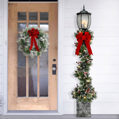 7' Pre-Lit Potted Lamp Post with Warm White LED Lights
