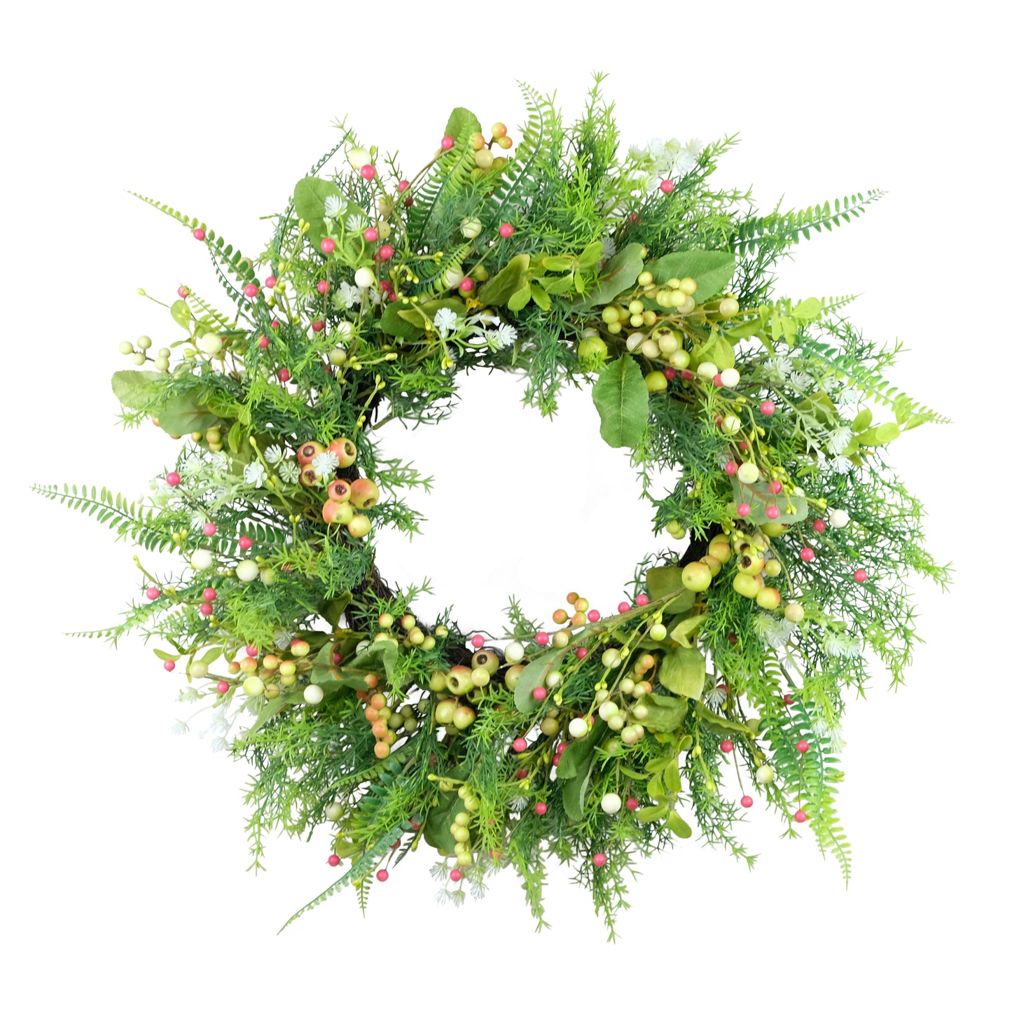 26" Artificial Fern & Berry Spring Wreath