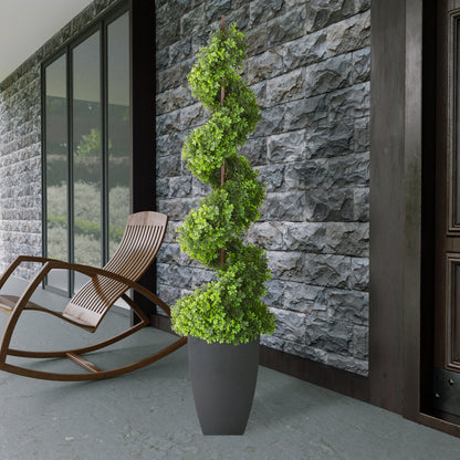 5 ft. Topiary Spiral Boxwood Artificial Tree