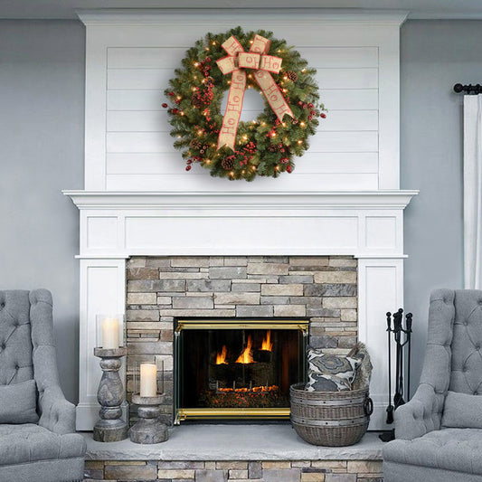 30" Pre-Lit Decorated wreath with 70 Clear Incandescent Lights