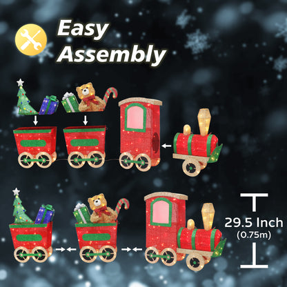 Lighted Outdoor Wire Frame Train with Presents