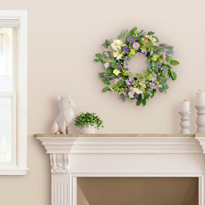 24" Artificial Daisy Floral Spring Wreath