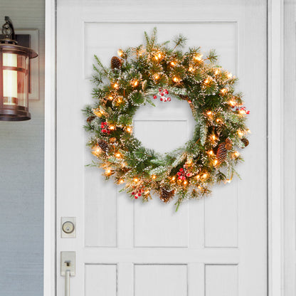 Pre-Lit 24" Decorated Christmas Wreath with 50 Lights, Green