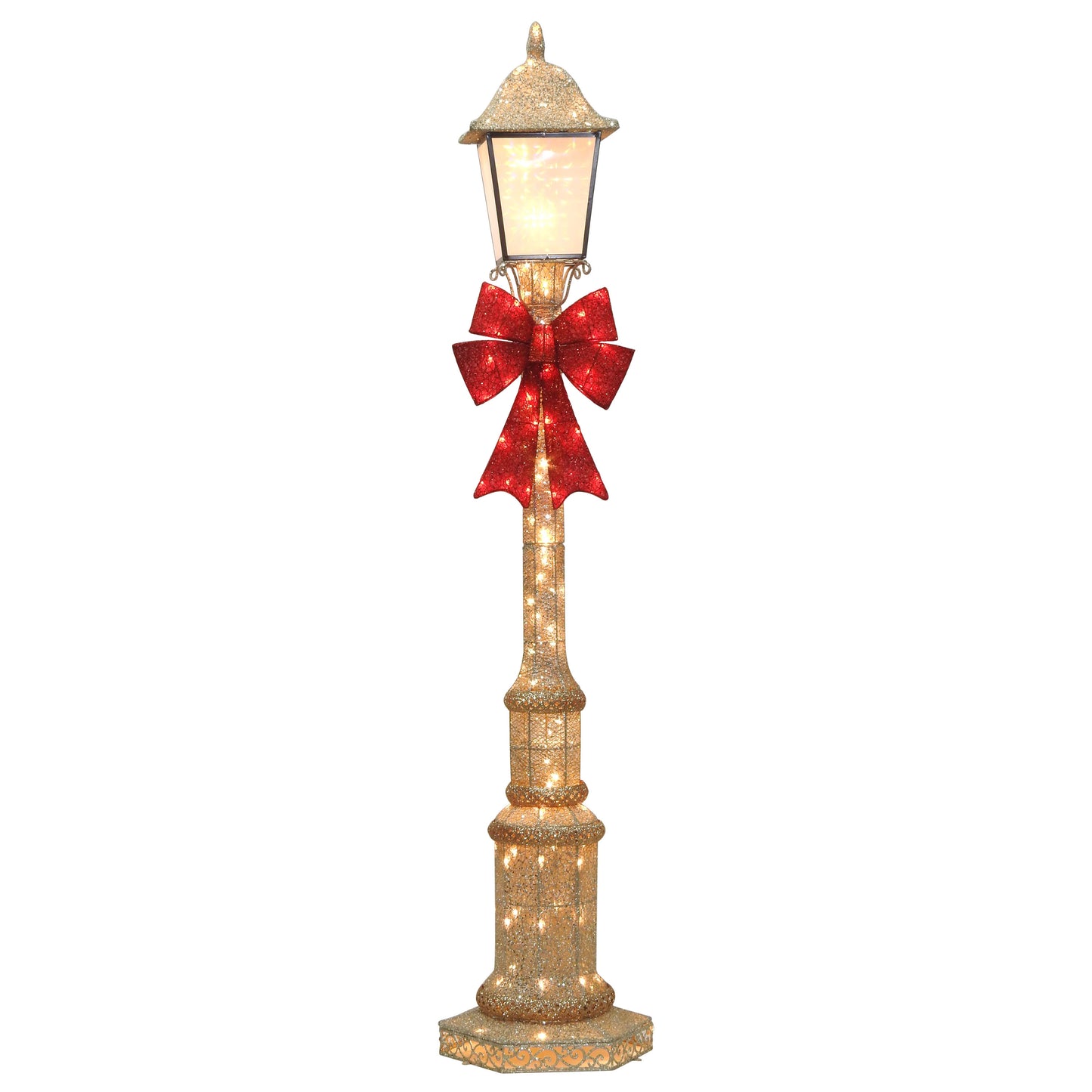 84"H Outdoor Lighted Lamp Post, 150 Warm White LED Lights, Outdoor UL Adapter