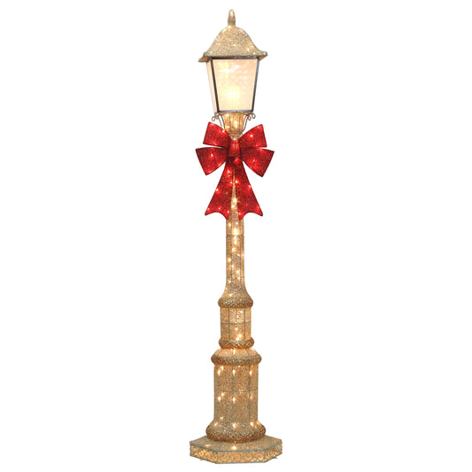 84"H Outdoor Lighted Lamp Post, 150 Warm White LED Lights, Outdoor UL Adapter