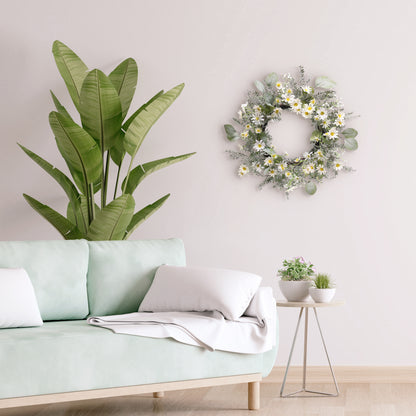 24" Artificial Daisy Floral Spring Wreath