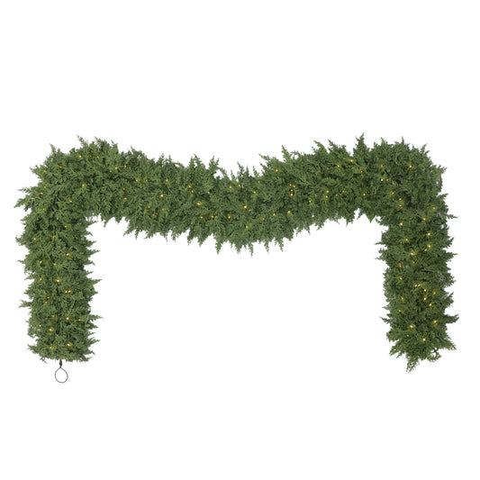 Puleo Classics Prelit Deluxe Cedar Garland - 10ft B/O Rice Lights