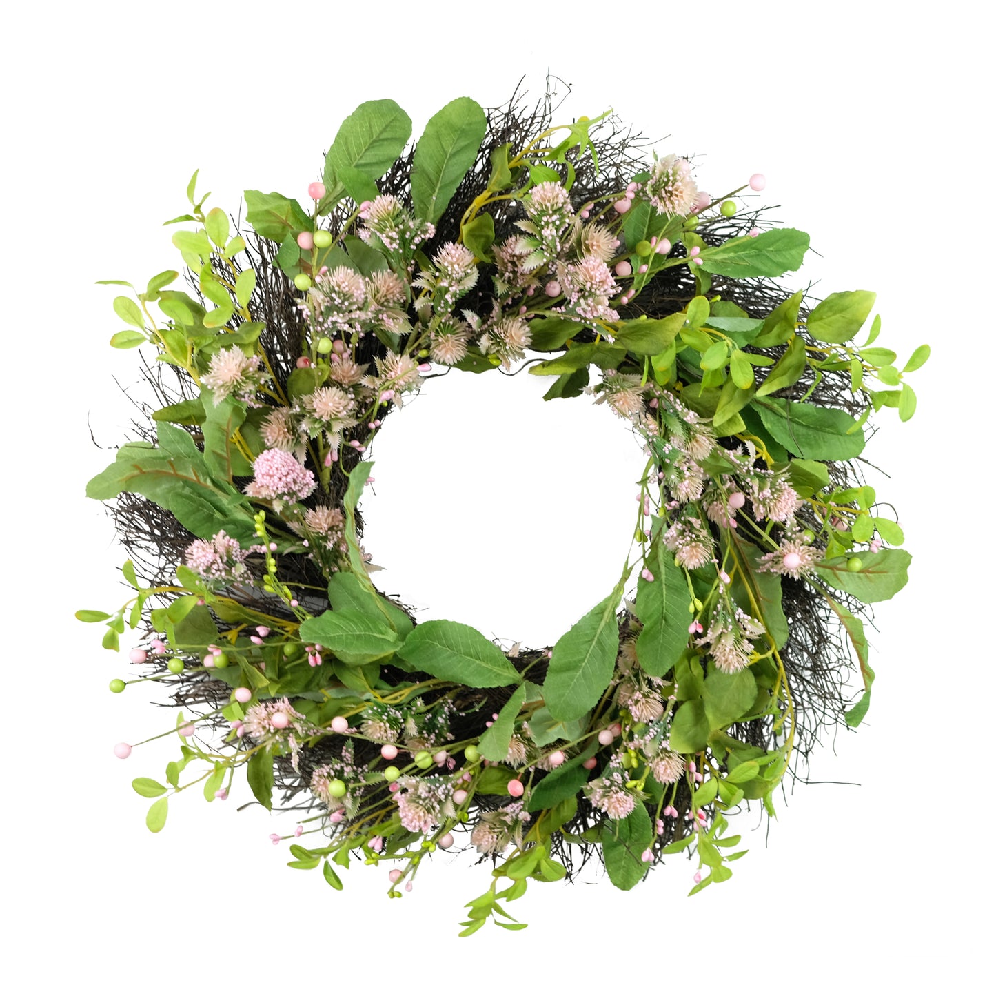 24" Artificial Echinops Floral Spring Wreath