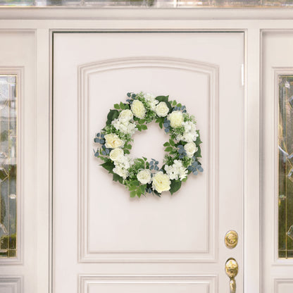 26" Artificial Peony Hydrangea & Rose Floral Spring Wreath