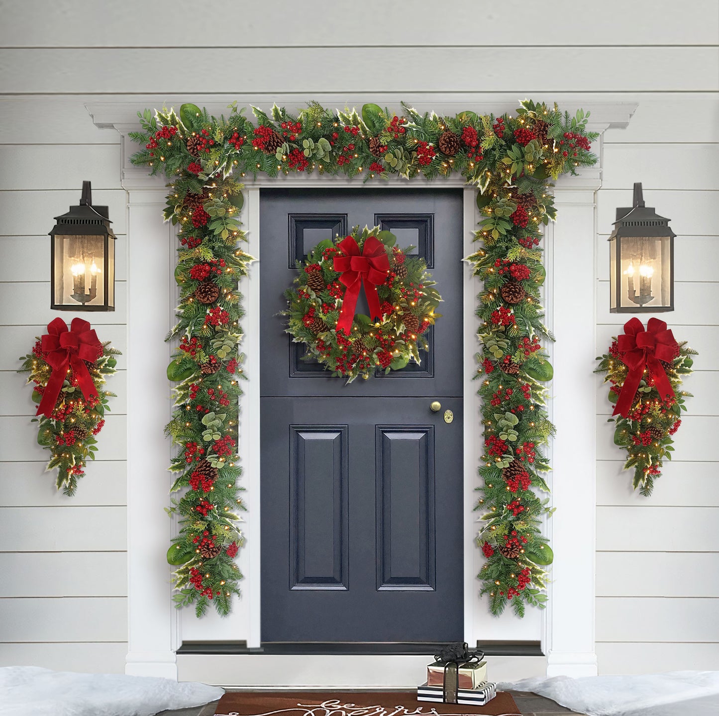 6' x 10" Battery-Operated Pre-Lit Decorated Artificial Garland