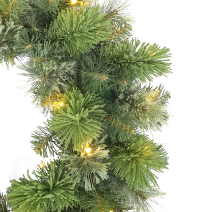 24" Pre-lit B/O Oklahoma Pine Wreath, 90 Branch Tips, 35 Warm White LED Lights