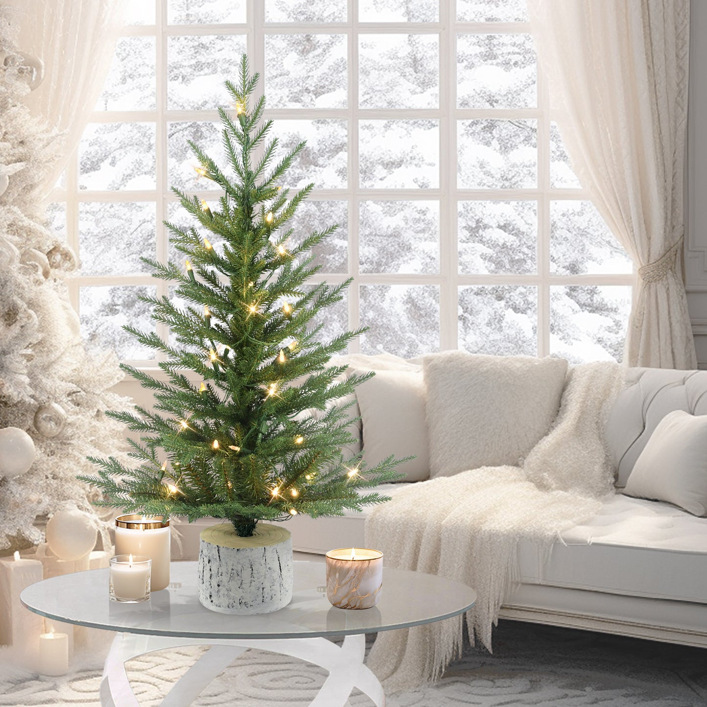 3 ft. Pre-Lit Potted Artificial Tree
