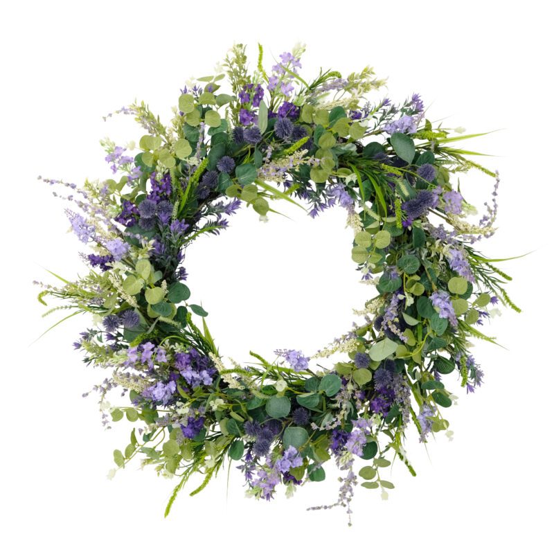 Puleo International Artificial Eucalyptus Floral Spring Door Wreath