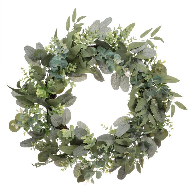 24″ Artificial Eucalyptus Spring Wreath With Creeping Jenny Leaves ...