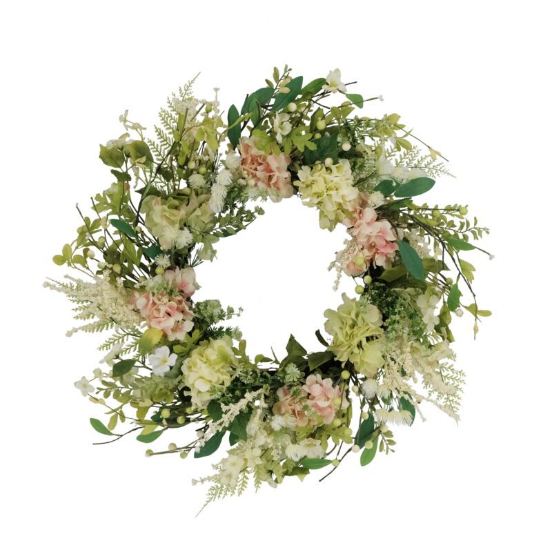 24″ Artificial Hydrangea and Dogwood Floral Spring Wreath – Puleo ...